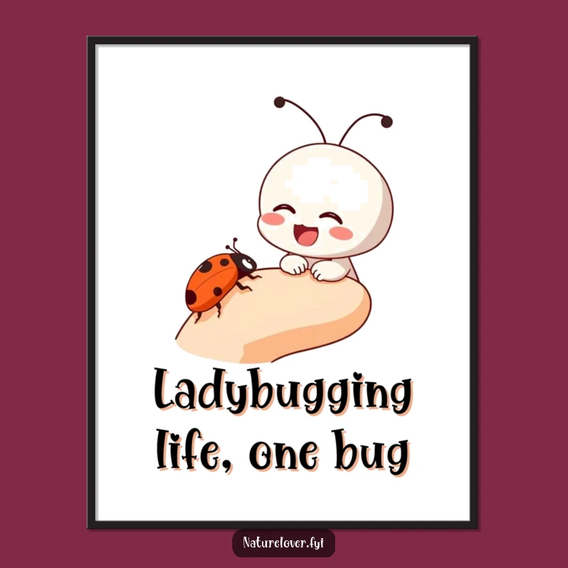 Funny Free Printable Wall Art: Laughing Ladybug Finger Character - Whimsical Decor Gift
