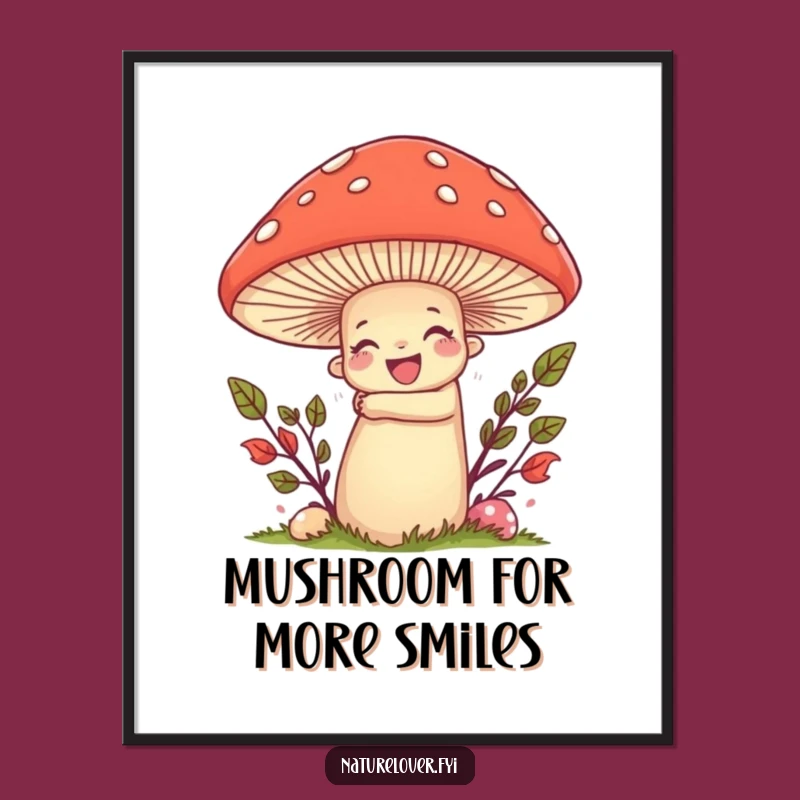 Funny Free Printable Wall Art: Nature Lover Hugs Mushroom, Whimsical Downloadable Decor