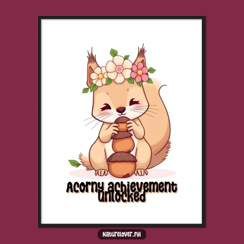 Funny Free Printable Wall Art: Squirrel Acorn Balance, Hilarious Downloadable Decor