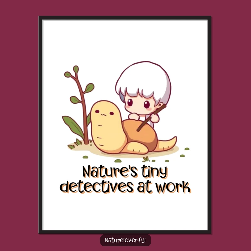 Funny Free Printable Wall Art: Twig Poking Worm Humor Art Downloadable