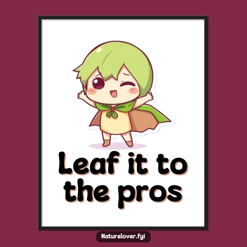 Wall Art: Free Printable Leaf Cape Character Funny Pose Downloadable