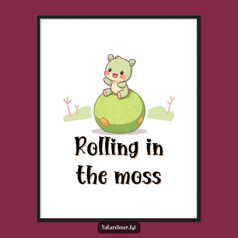 Funny Free Printable Wall Art: Creature Riding Moss Ball For Whimsical Decor!