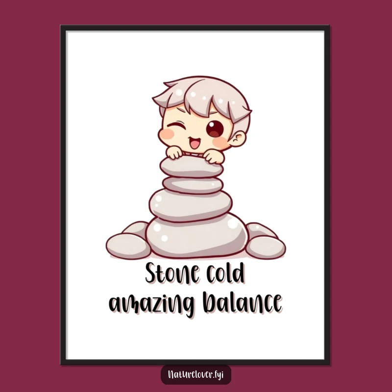 Funny Free Printable Wall Art: Stone Balance Character, Zen Downloadable Decor