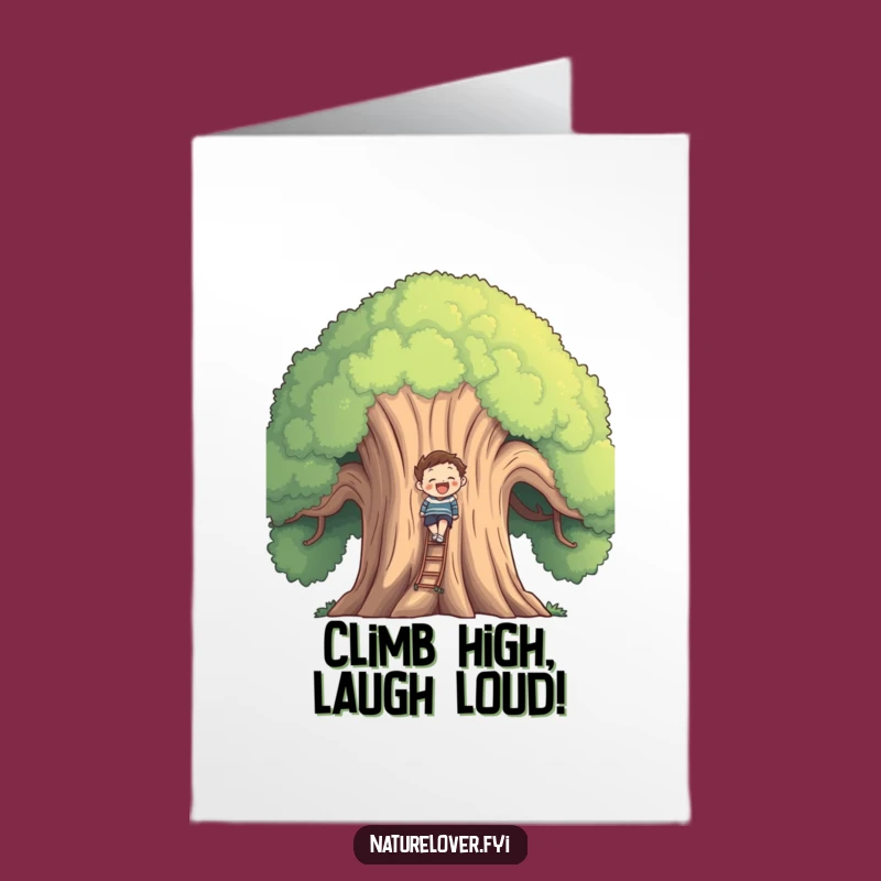 Free Printable Birthday Card: Climbing Tree Figure, Funny Downloadable Gift