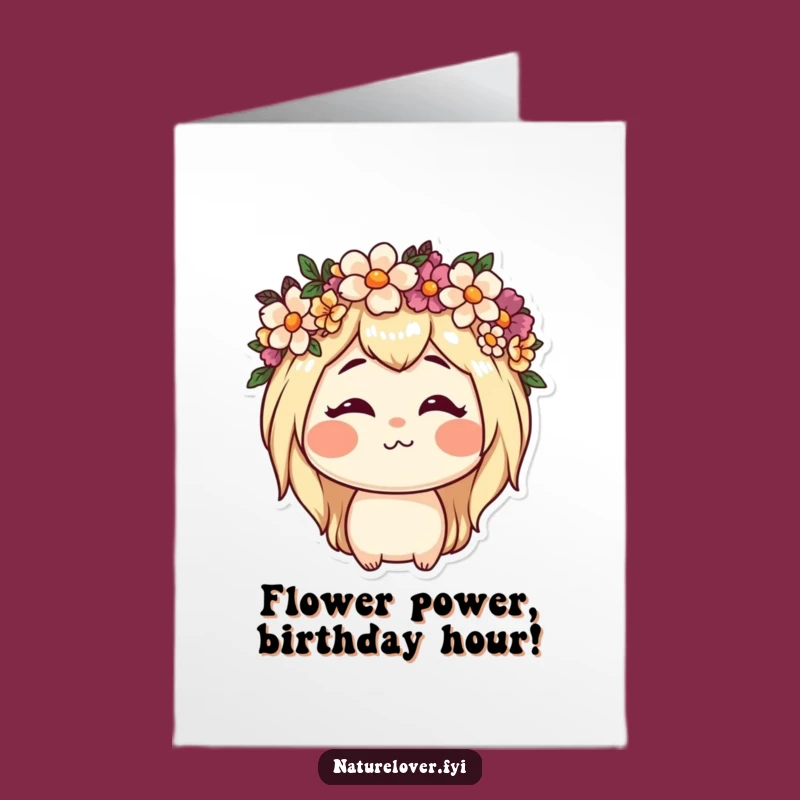 Free Printable Funny Birthday Card: Quirky Flower Crown Fun