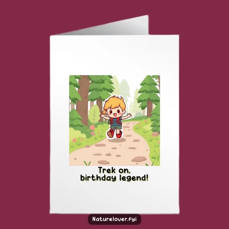 Free Printable Birthday Card: Happy Hiker Character Funny Downloadable Gift