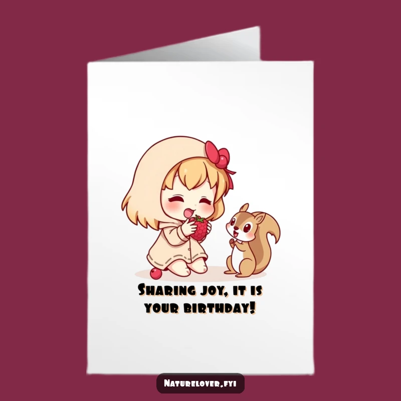 Free Printable Birthday Card: Sharing Character & Squirrel, Sweet Downloadable Gift