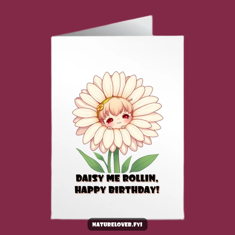 Free Printable Funny Birthday Card: Daisy Peeking Nature Lover