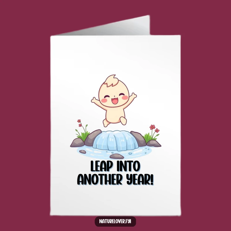 Funny Free Printable Birthday Card: Joyful Stream Leaper - Celebrate Happy Jumps!