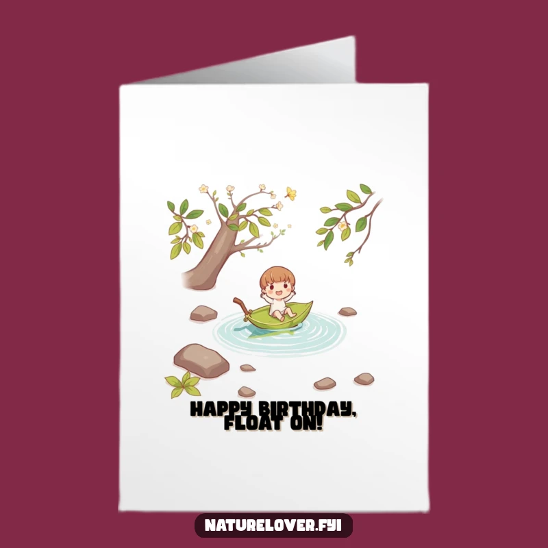 Free Printable Leaf Boat Birthday Card - Joyful Character Funny Gift