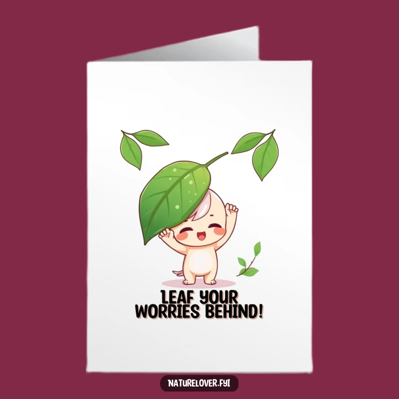 Funny Free Printable Birthday Card: Leaf Balance Playfulness, Downloadable Gift