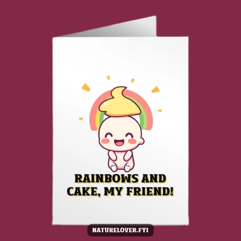 Free Printable Birthday Card: Joyful Rainbow Character, Hilarious Downloadable Gift