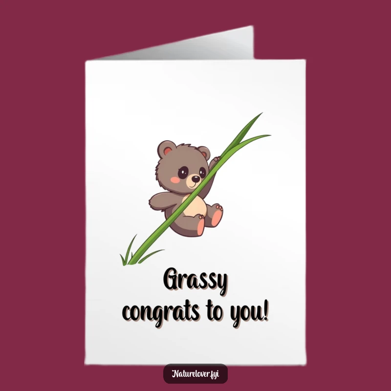 Free Printable Congrats Card: Bear Cub Grass Slide, Funny Downloadable Gift