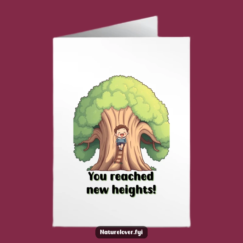 Free Printable Congrats Card: Climbing Tree Figure, Funny Downloadable Gift