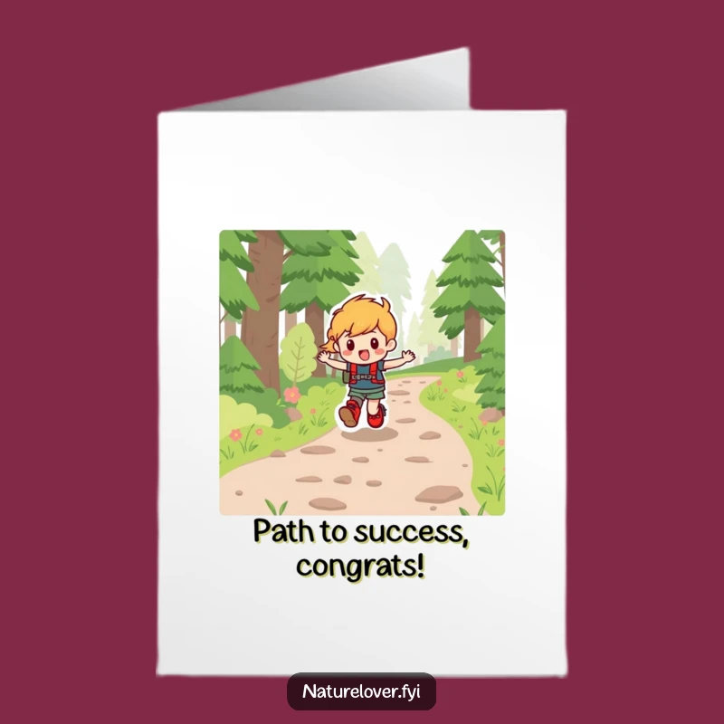 Free Printable Congrats Card: Happy Hiker Character Funny Downloadable