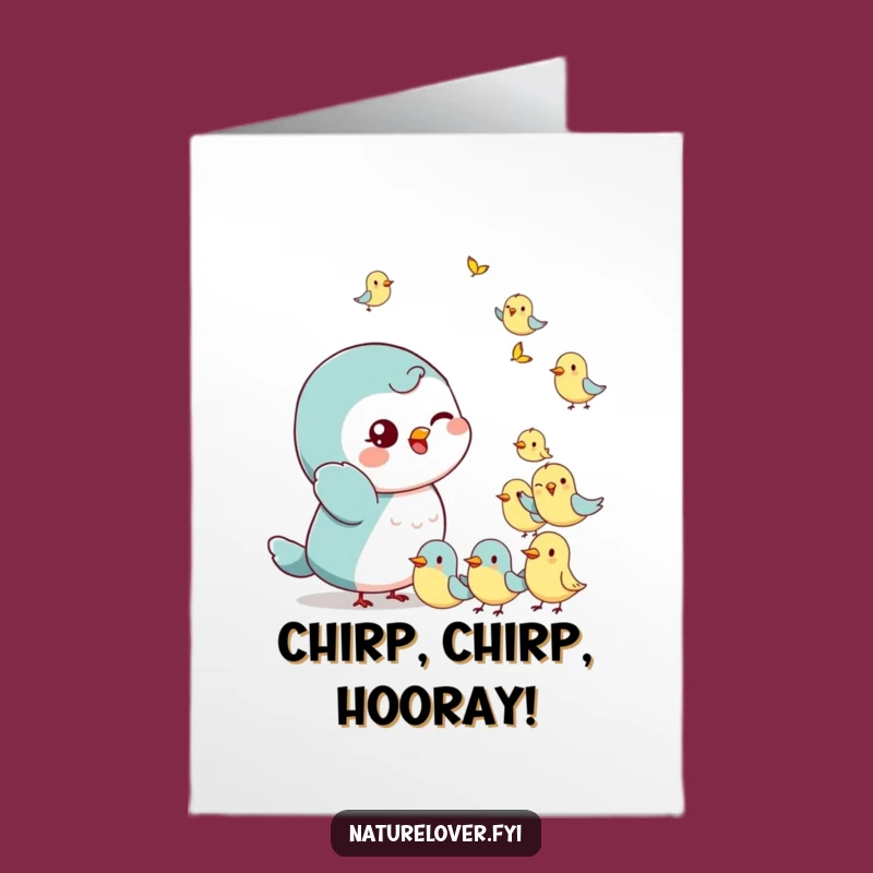 Free Printable Congrats Card: Winking Character Bird Wave Funny Downloadable Gift