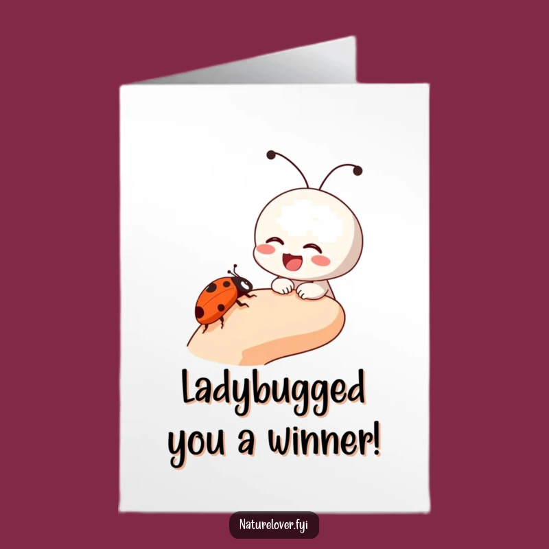 Free Printable Congrats Card: Ladybug Finger Character - Joyful Downloadable Gift