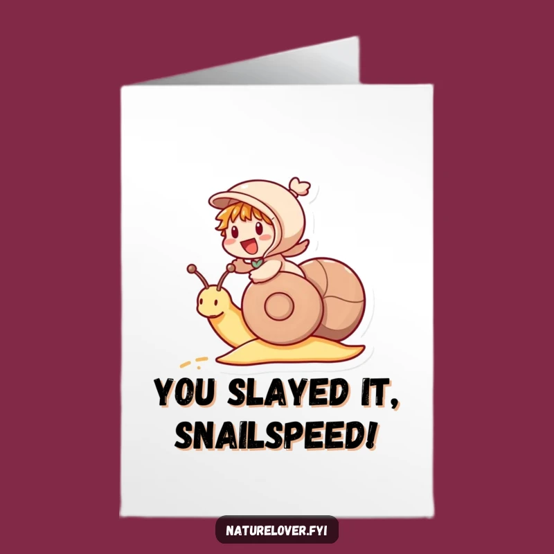 Funny Free Printable Congrats Card: Snail Pace Victory, Humorous Achievement Downloadable Gift
