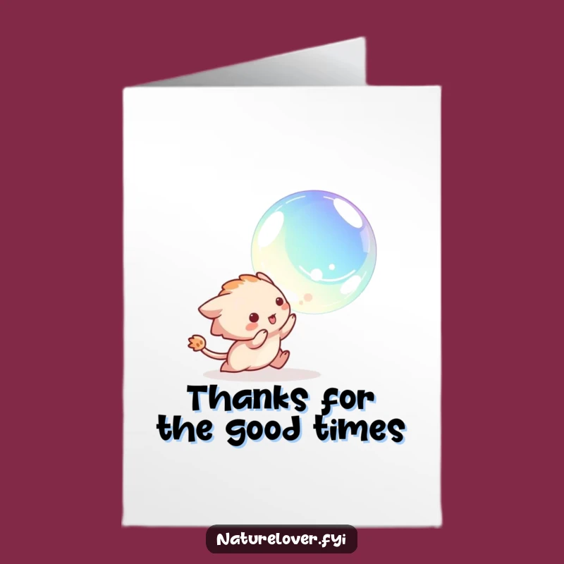 Free Printable Thank You Card: Bubble Chaser, Funny Gratitude Download