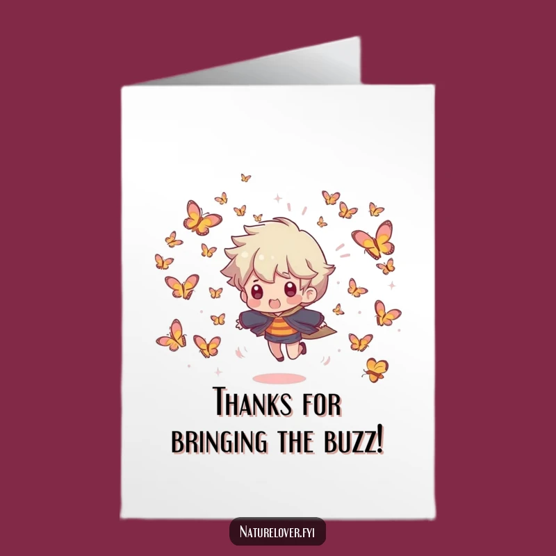 Free Printable Thank You Card: Butterfly Chase Character, Sweet Downloadable Gift