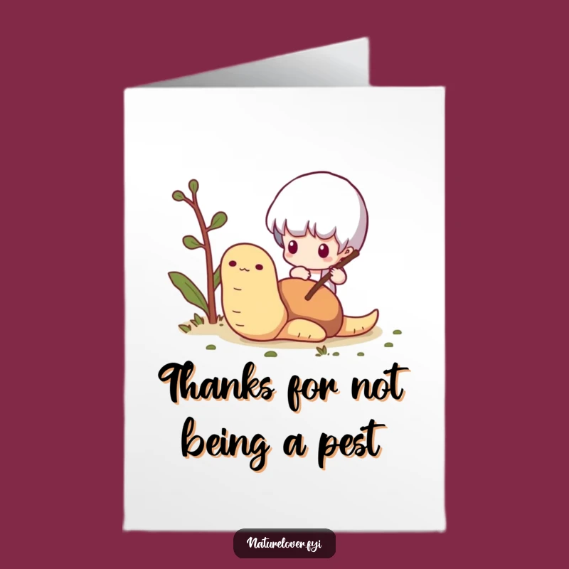 Funny Free Printable Thank You Card: Worm Poking Twig Humor Downloadable