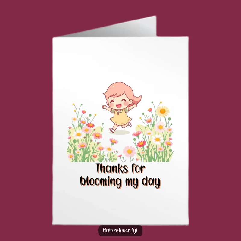 Free Printable Thank You Card: Happy Character Skipping - Grateful Downloadable