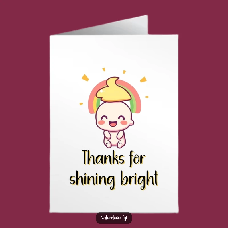 Free Printable Thank You Card: Rainbow Character, Funny Downloadable Gift of Gratitude