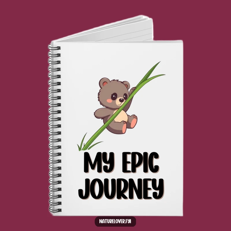 Funny Bear Cub Grass Slide Notebook - Jot Down Adventure Notes