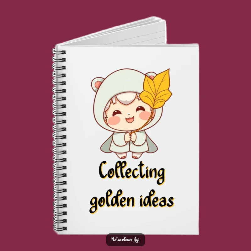 Funny Notebook: Smiling Character Receives Golden Leaf from Breeze