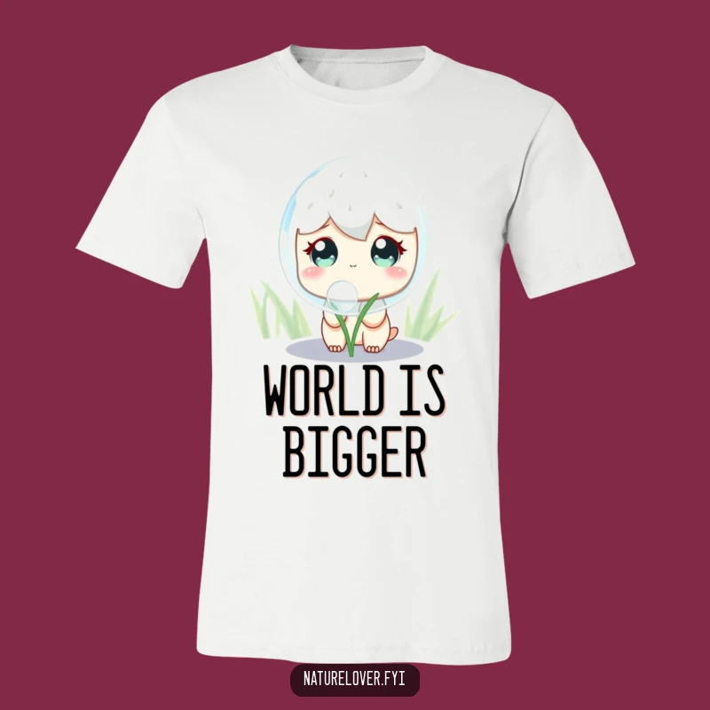 Funny Dewdrop Observer T-Shirt: Cute Curious Character's Giant Shimmering Surprise Tee