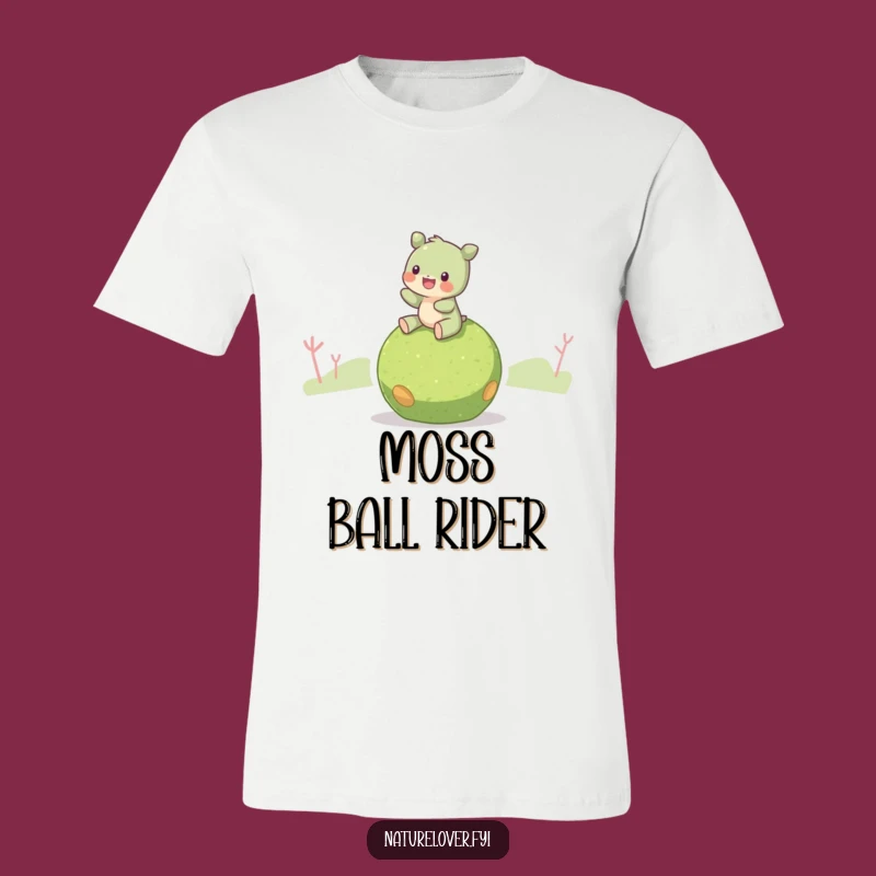 Funny Moss Ball Rider T-Shirt: Eco Adventure Fun - The Ultimate Funny Gift for Green Thumbs!