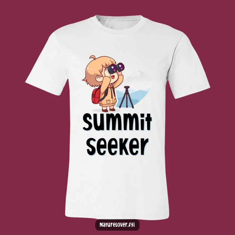 Funny Peak Seeker T-Shirt: Character, Binoculars, Humorous Adventure Gift