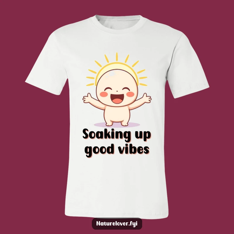 Funny Sunshine Vibe T-Shirt: Joyful Character Basking, Ideal Funny Gift.