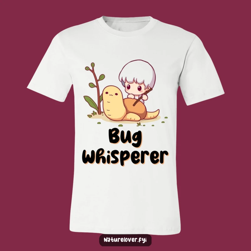 Funny Worm Interaction T-Shirt: Tiny Character's Curious Poke, Comfy Tee, Ideal Funny Gift for Friend