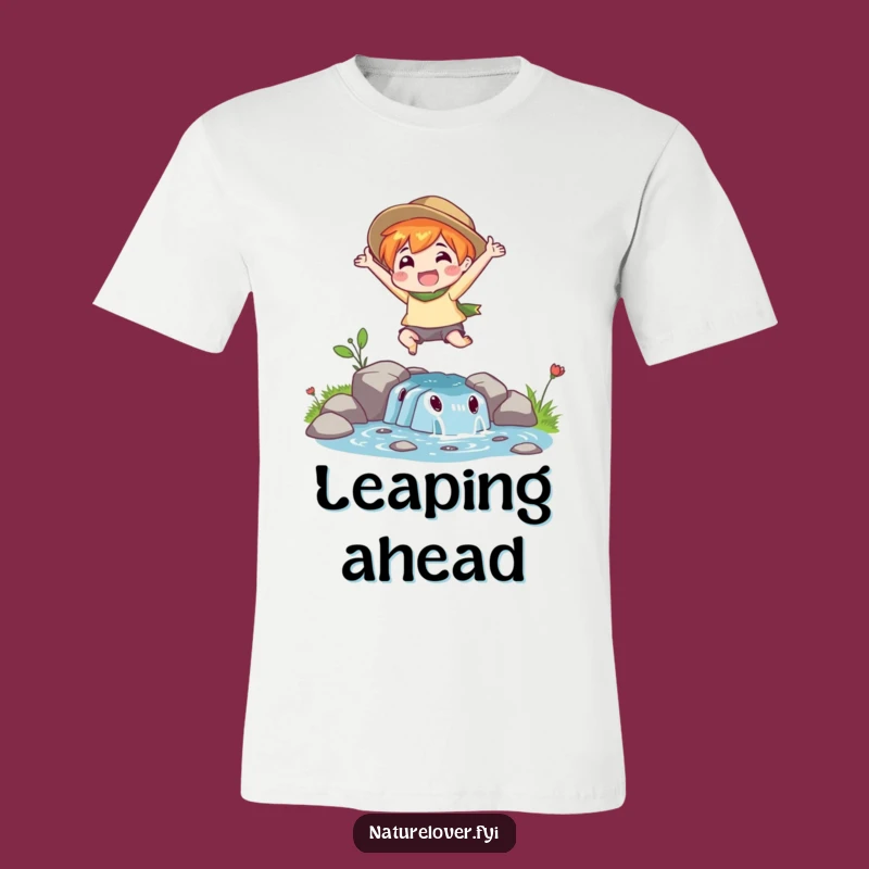Funny Stream Leap T-Shirt: Active Nature Lover's Enthusiasm, Comfy Tee, Great Funny Gift