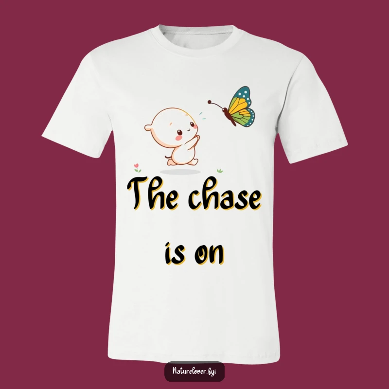 Funny Kawaii Butterfly Chase T-Shirt - Cute Character, Perfect Funny Gift