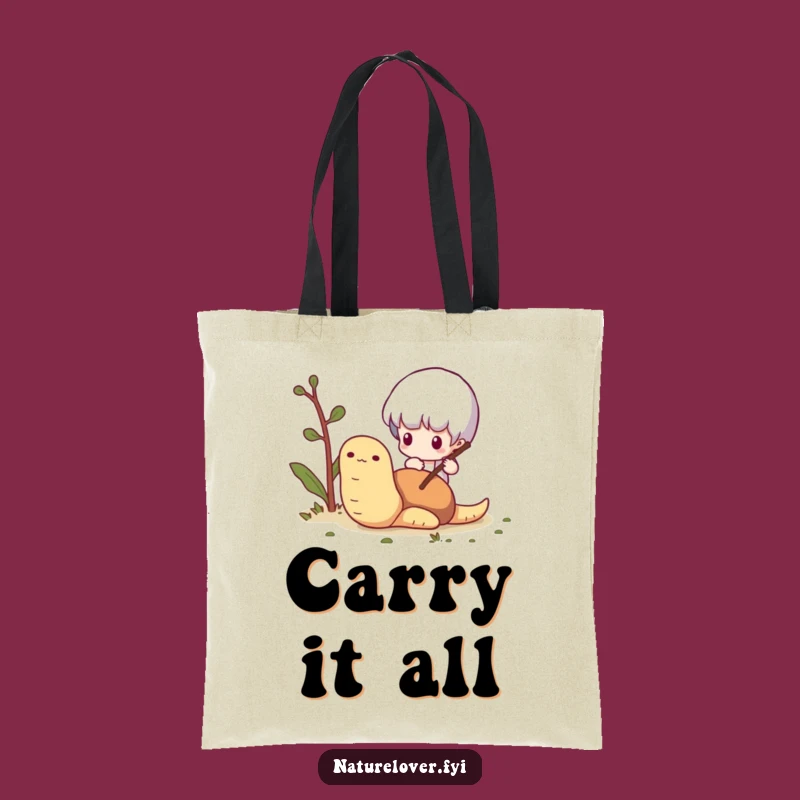 Funny Worm Poking Tote Bag: Whimsical Character Design, Practical and Funny Gift for Shopping Trips