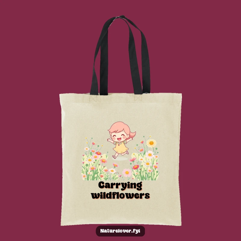 Funny Wildflower Explorer Tote Bag, Cheerful Character Carry-all for Daily Errands