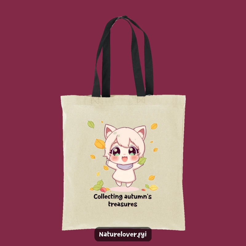 Funny Autumn Tote Bag: Character's Leaf Catch, Stylish & Practical Seasonal Gift