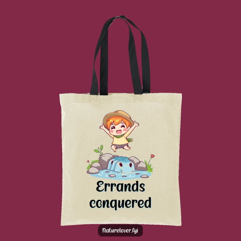 Funny Stream Jumper Tote Bag: Nature Lover's Bag, Practical and Funny Gift for Errands