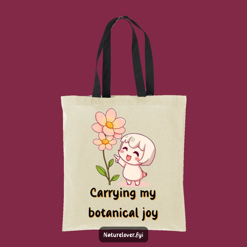Funny Eco Tote Bag: Cute Character's Bloom Admiration, Stylish & Practical Nature Gift