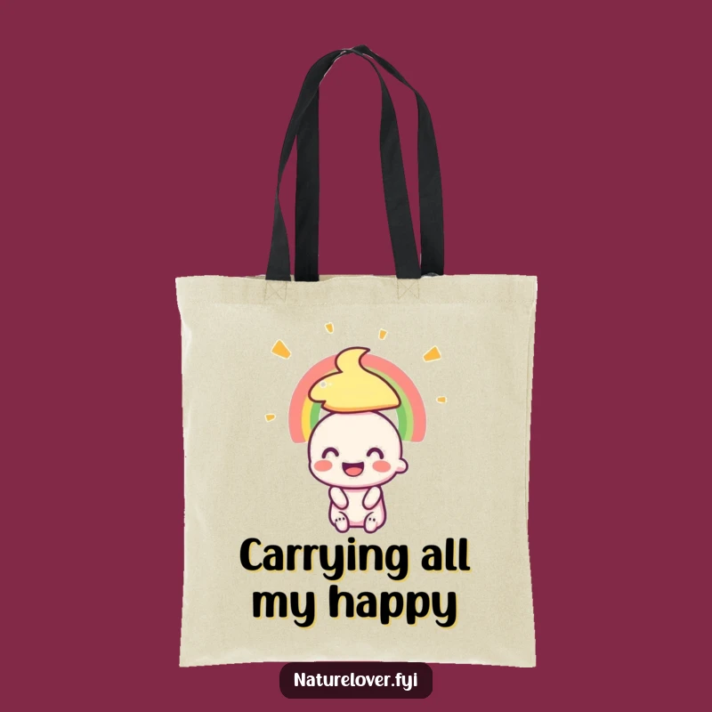 Funny Essential Tote: Rainbow Gazing Character Bag for Joyful Errands