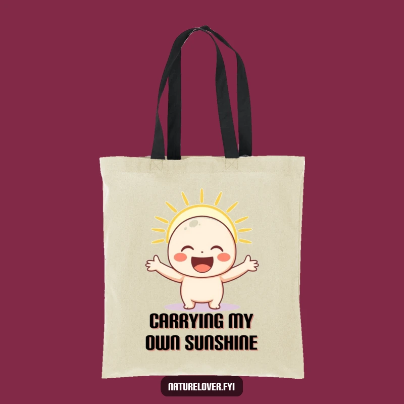 Funny Sunny Day Tote Bag: Happy Character Holding Sunshine, a Chic Funny Gift.