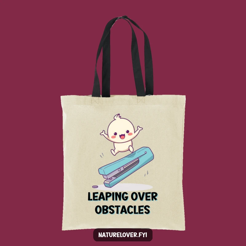Funny Twig Leaper Tote Bag: Cute Bouncing Character's Giant Obstacle Surprise Carryall
